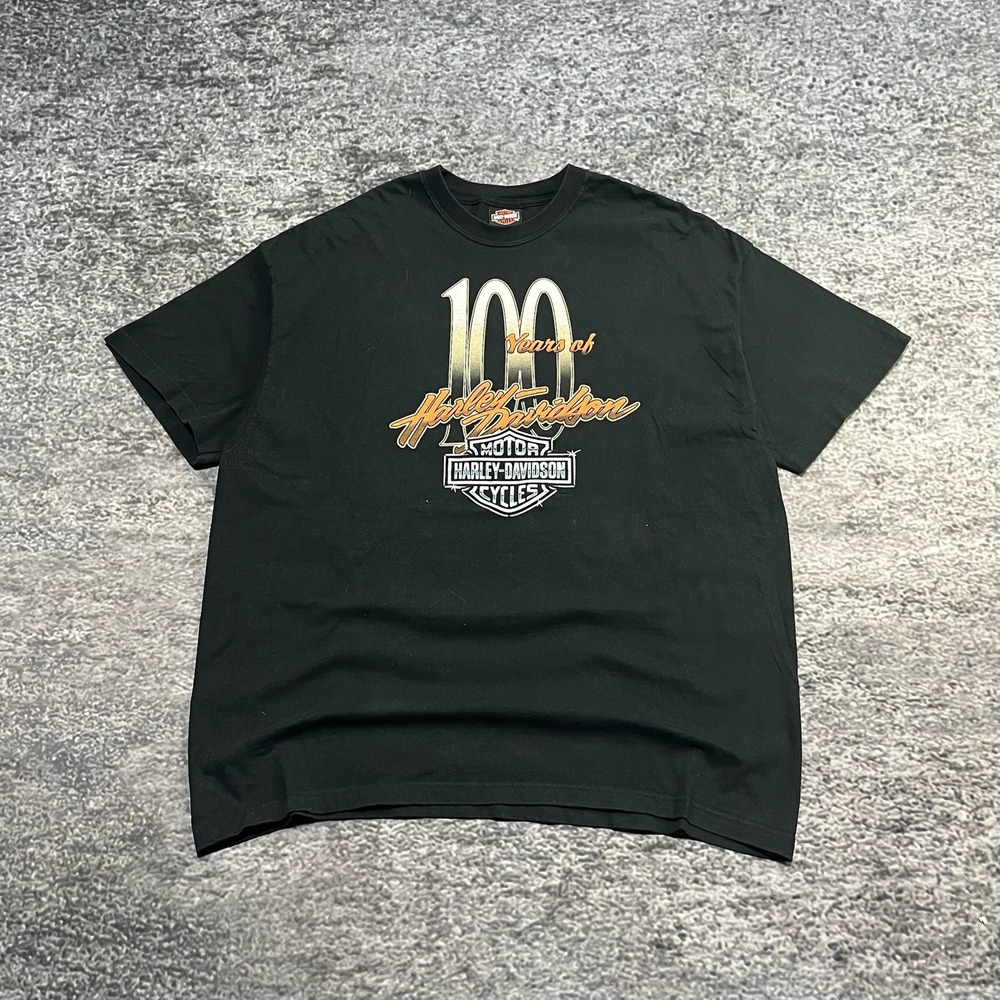 Vintage Harley Davidson 100 Year Anniversary T Shirt‎ Mens XXL Black 2003 Y2K